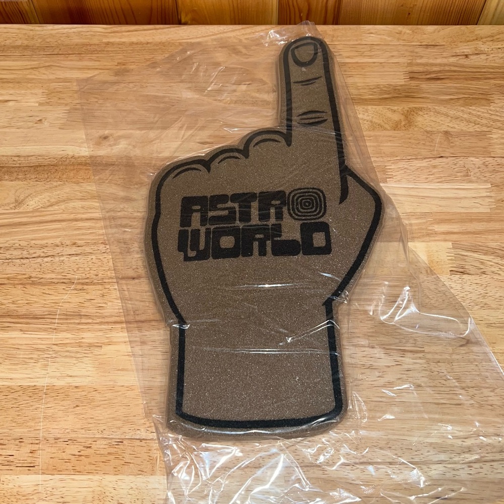 NEW Astro World 2021 Official Merch Travis Scott Rap Brown Large Foam Finger 18”